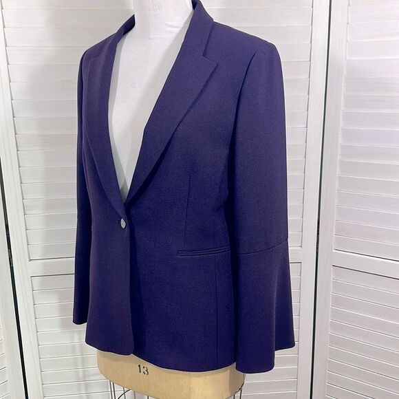 Tahari ASL Blazer Size 14 Split Bell-Sleeve Purple - Picture 4 of 13